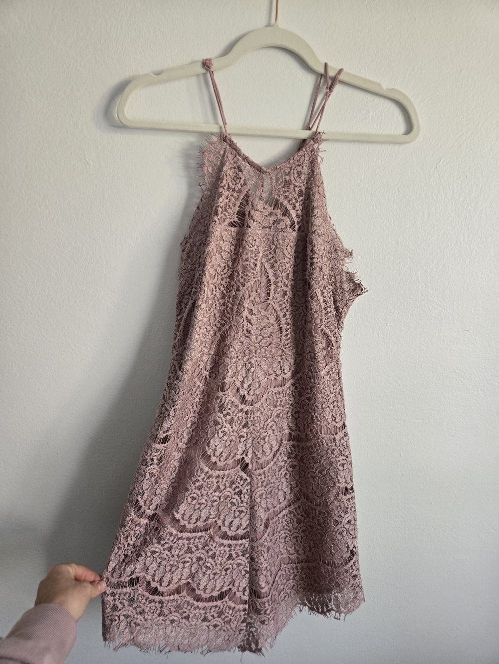 Dusty Rose Lace Mini Dress Size M